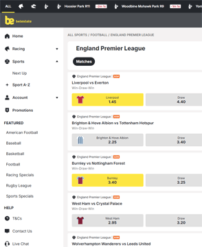 BetEstate navigation screenshot