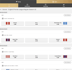 Colossalbet odds display Colossalbet odds display