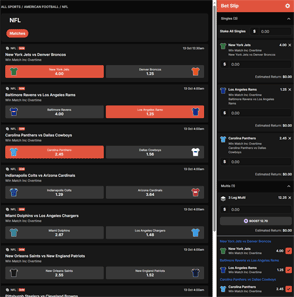 MarantelliBet odds and betslip screenshot