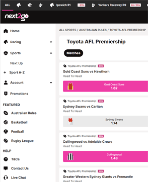 next2go navigation screenshot