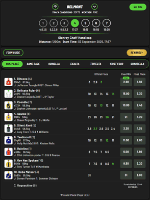 PandaBet racing screenshot