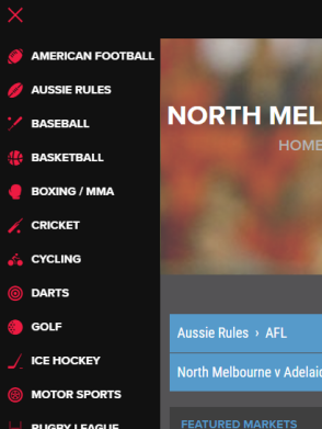 PointsBet sports markets display PointsBet sports markets display